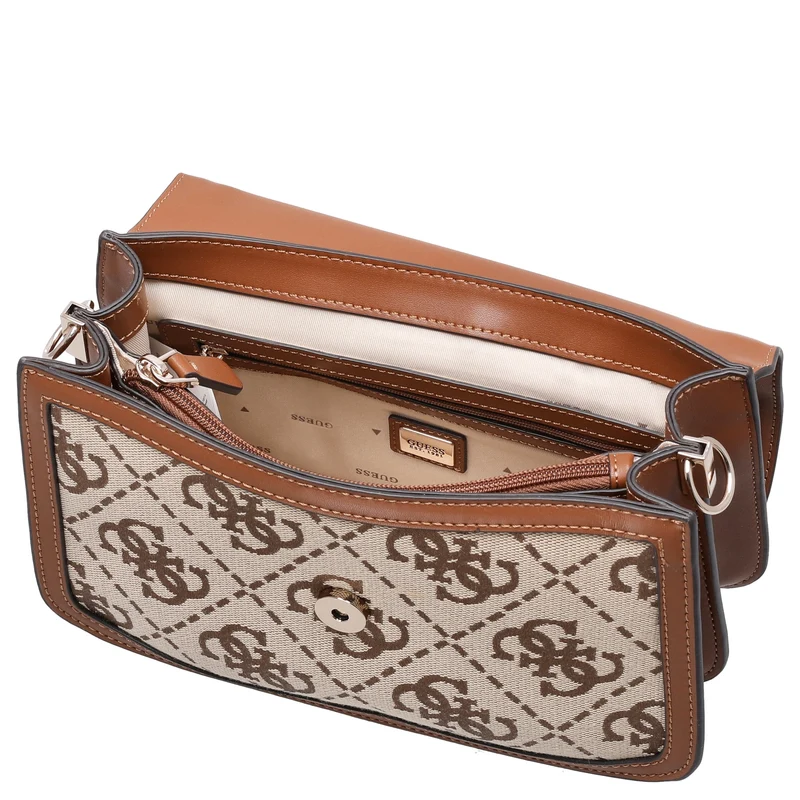 Guess Audrey Logo XBody Flap - Bolso bandolera 24.5 cm (latte logo)