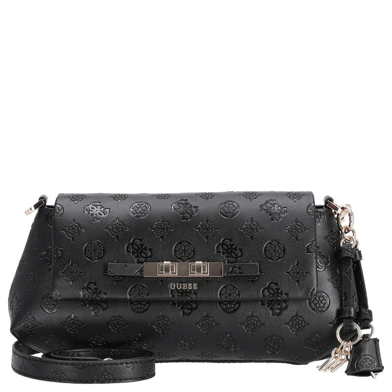 Guess Carmella Crossbody Flap - Bolso bandolera 30 cm (black logo)