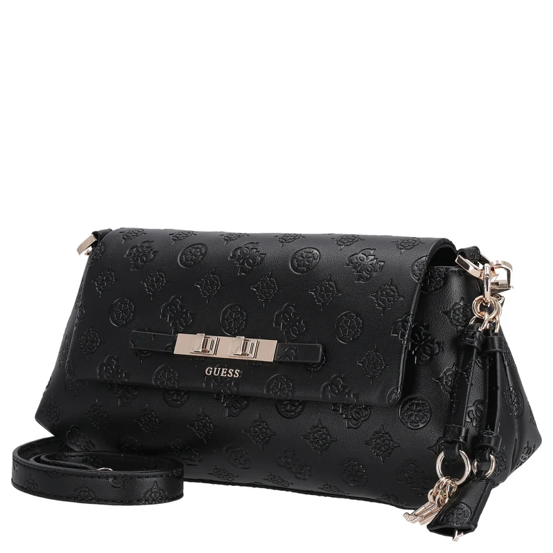 Guess Carmella Crossbody Flap - Bolso bandolera 30 cm (black logo)