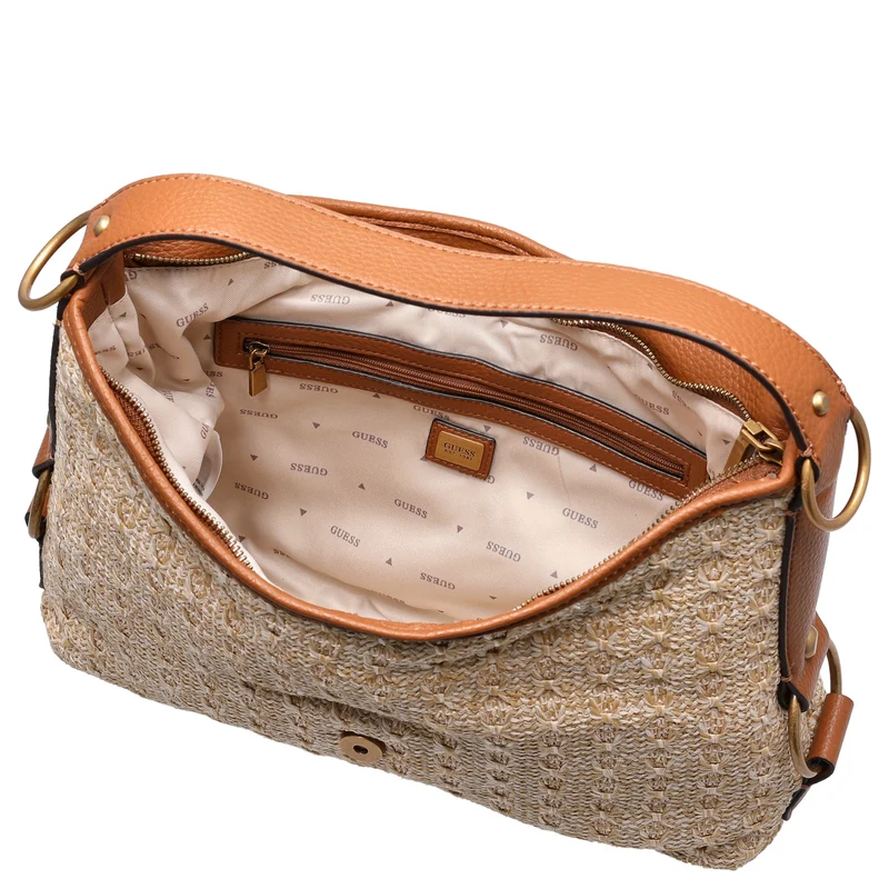 Guess Camden - Bolso de hombro 35 cm (natural/cognac)