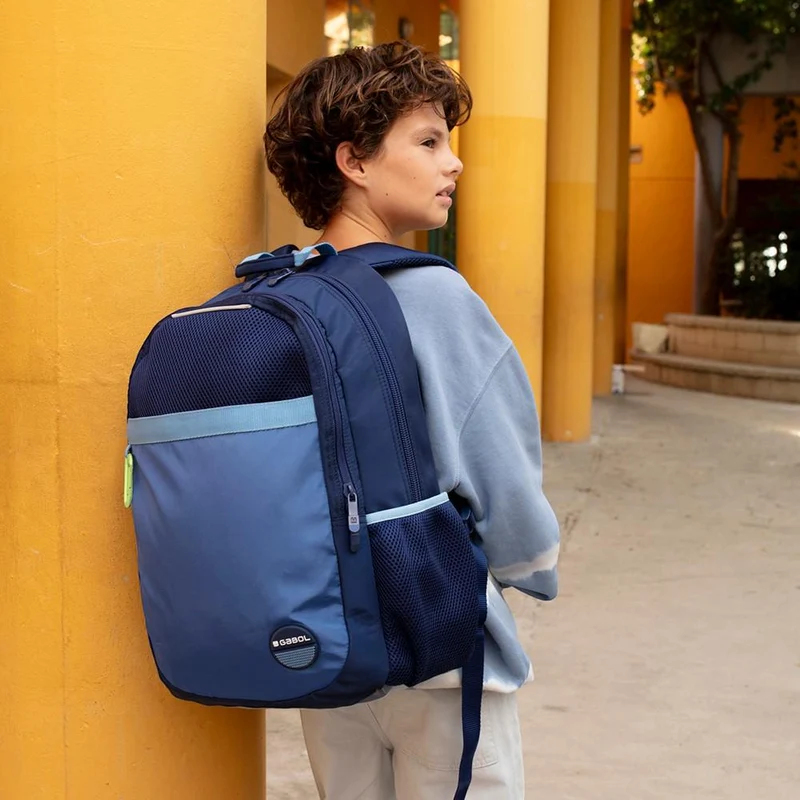 Mochila Escolar Gabol Whisper Azul Marino Adaptable a Carro