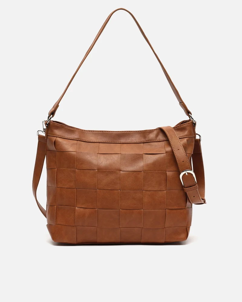 Fuso bolso de hombro trenzado con bandolera extraíble