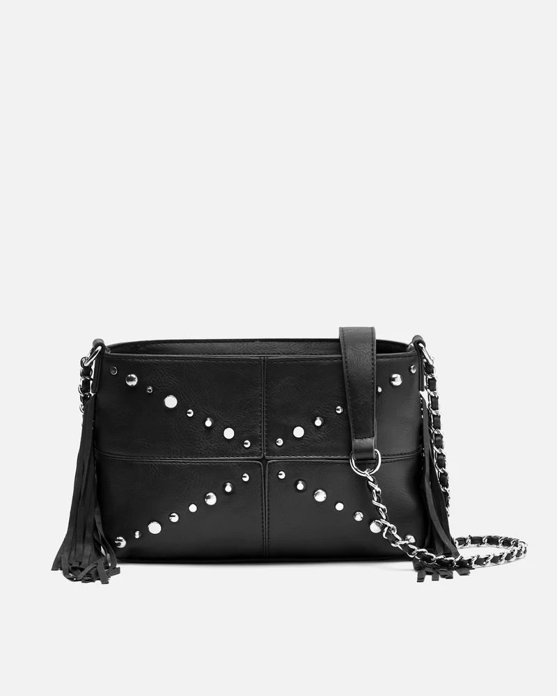 Anabelas bolso bandolera con detalles metálicos y flecos