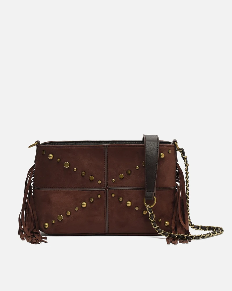 Anabelas-1 bolso bandolera efecto ante con detalles metálicos y flecos