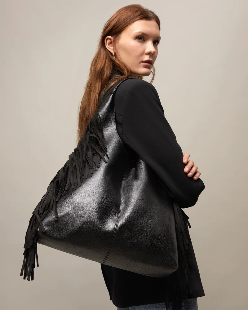 Frinpo bolso hobo con neceser extraíble y detalle flecos