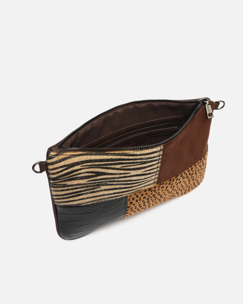 Zivera bolso bandolera pequeño con estampado patchwork animal print
