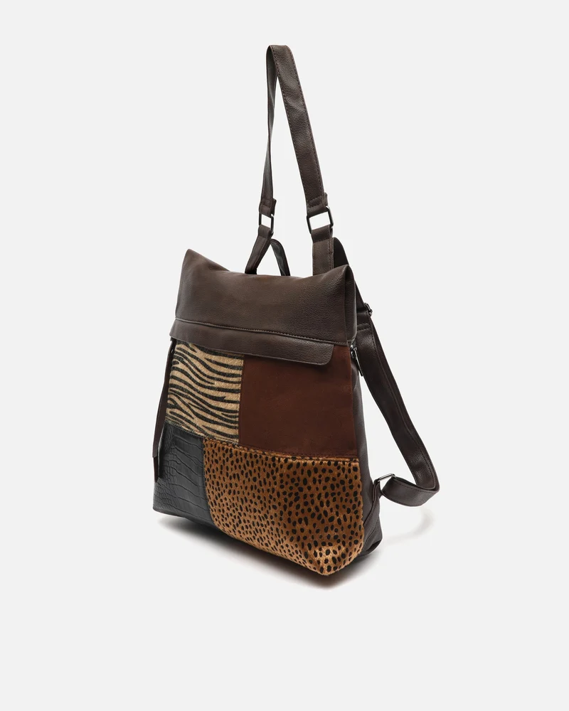 Zivera mochila antirrobo con estampado patchwork animal print