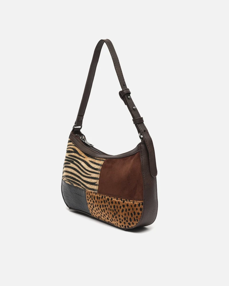 Zivera bolso de hombro pequeño con estampado patchwork animal print