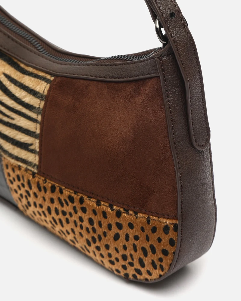 Zivera bolso de hombro pequeño con estampado patchwork animal print