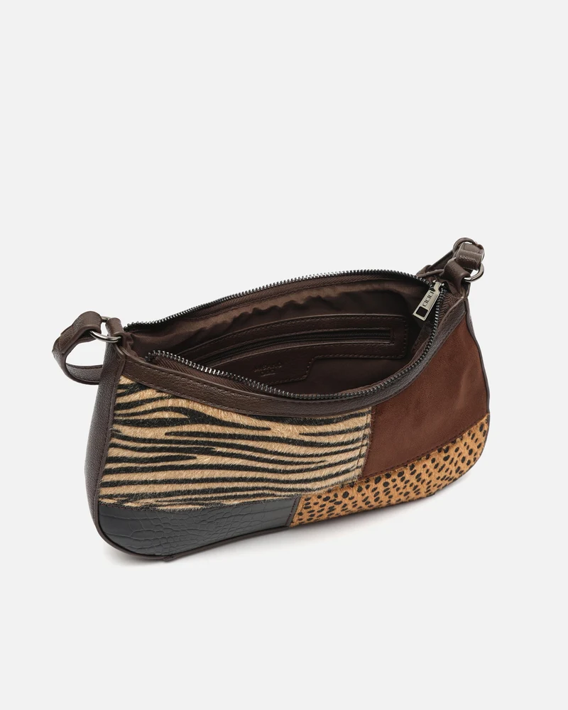 Zivera bolso de hombro pequeño con estampado patchwork animal print