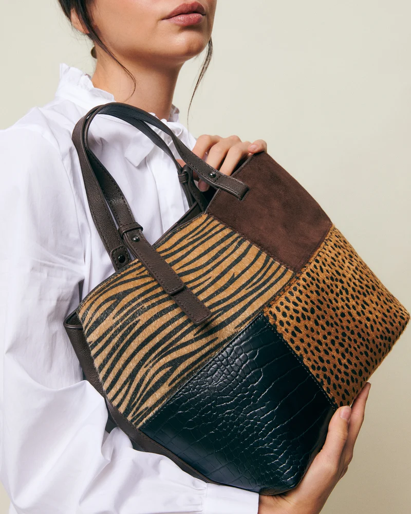 Ziver bolso de hombro grande con estampado patchwork animal print