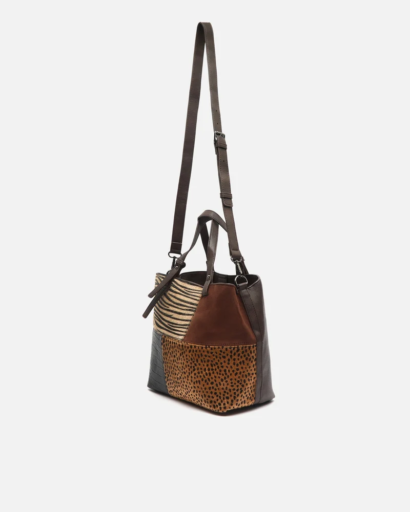 Ziver bolso de hombro grande con estampado patchwork animal print