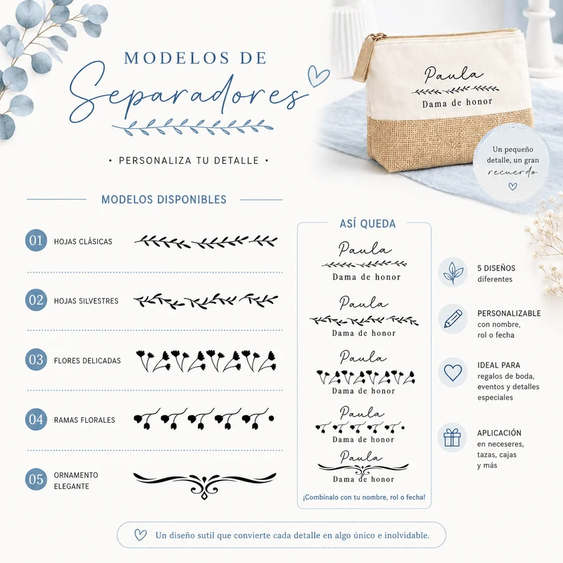 Neceser Personalizado Boda Invitadas Damas Honor Nombre