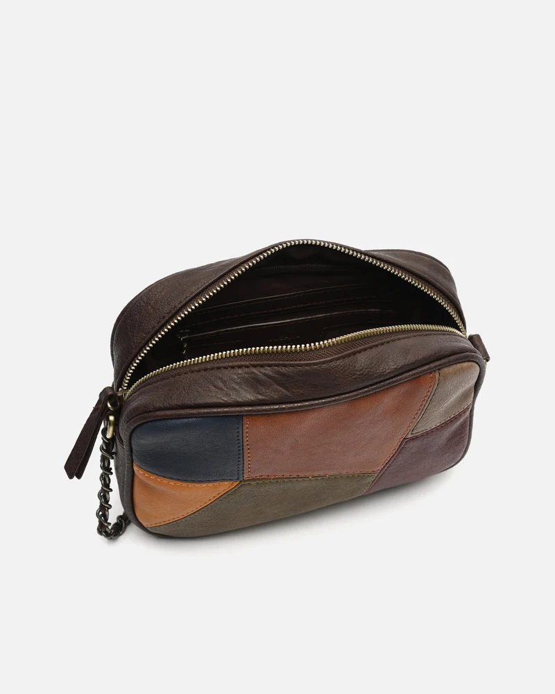 Popis bolso bandolera con estampado patchwork ED.