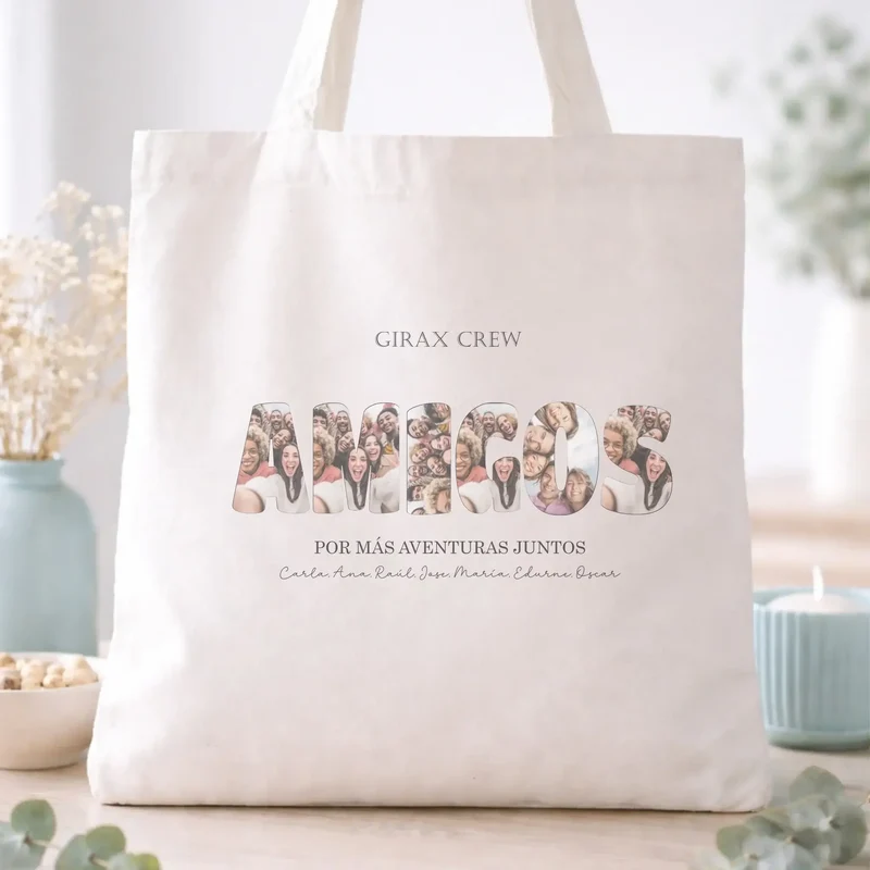 Bolsa tote personalizada con fotos y nombre – Regalo original para amigos