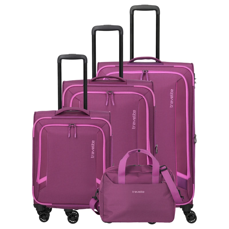 Travelite Corsiica - Set de trolley con 4 ruedas 4 piezas ampliable (pink)