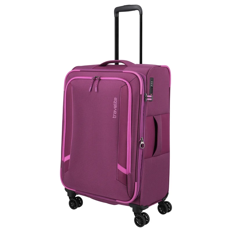 Travelite Corsiica - Set de trolley con 4 ruedas 4 piezas ampliable (pink)