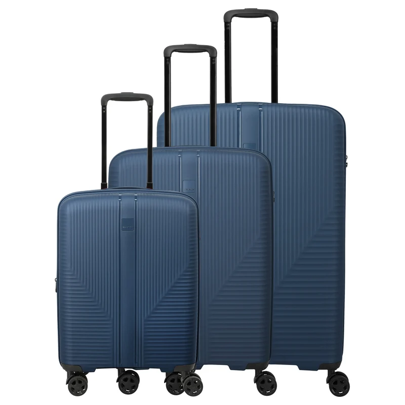 Travelite Air Stripe - Set de maletas de 4 ruedas, 3 piezas, ampliable (navy)
