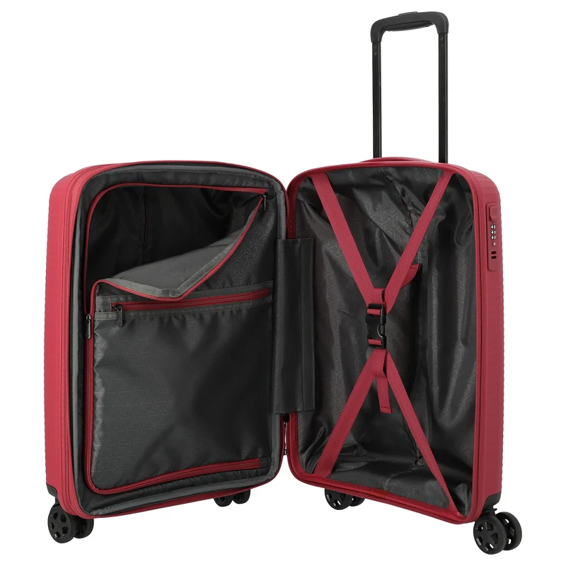 Travelite Air Stripe - Trolley de cabina S 4 ruedas 55 cm expandible (red)