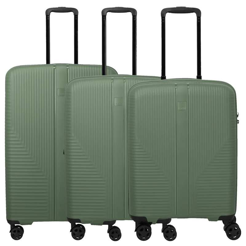 Travelite Air Stripe - Set de trolley con 4 ruedas 3 piezas (green)