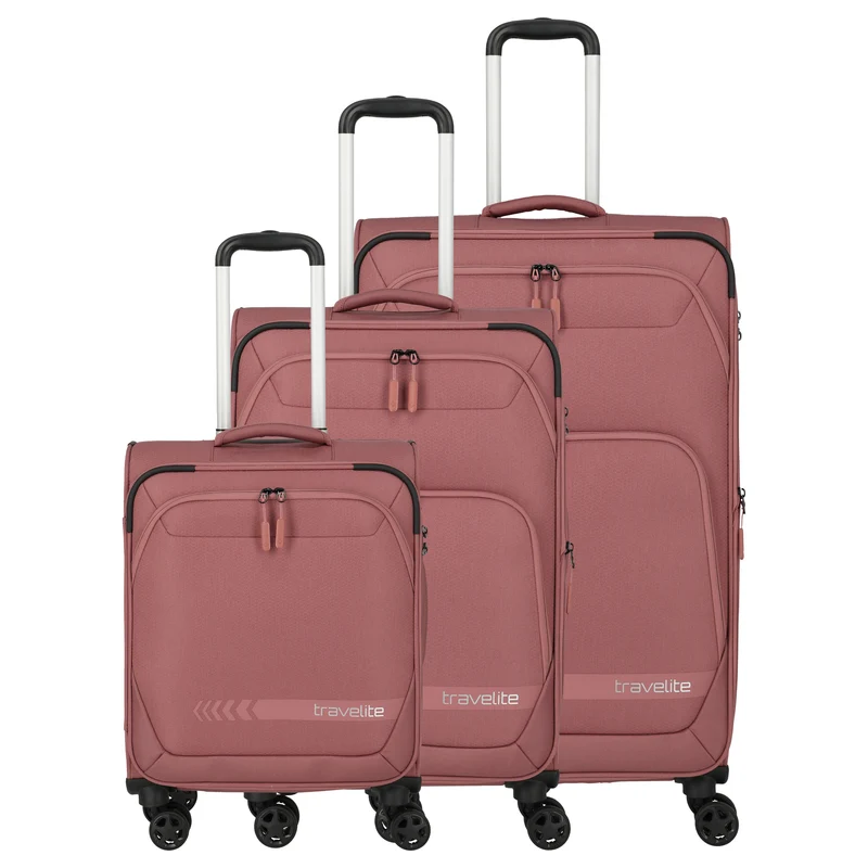 Travelite Kick Off - Set de trolley con 4 ruedas 3 piezas (blush)