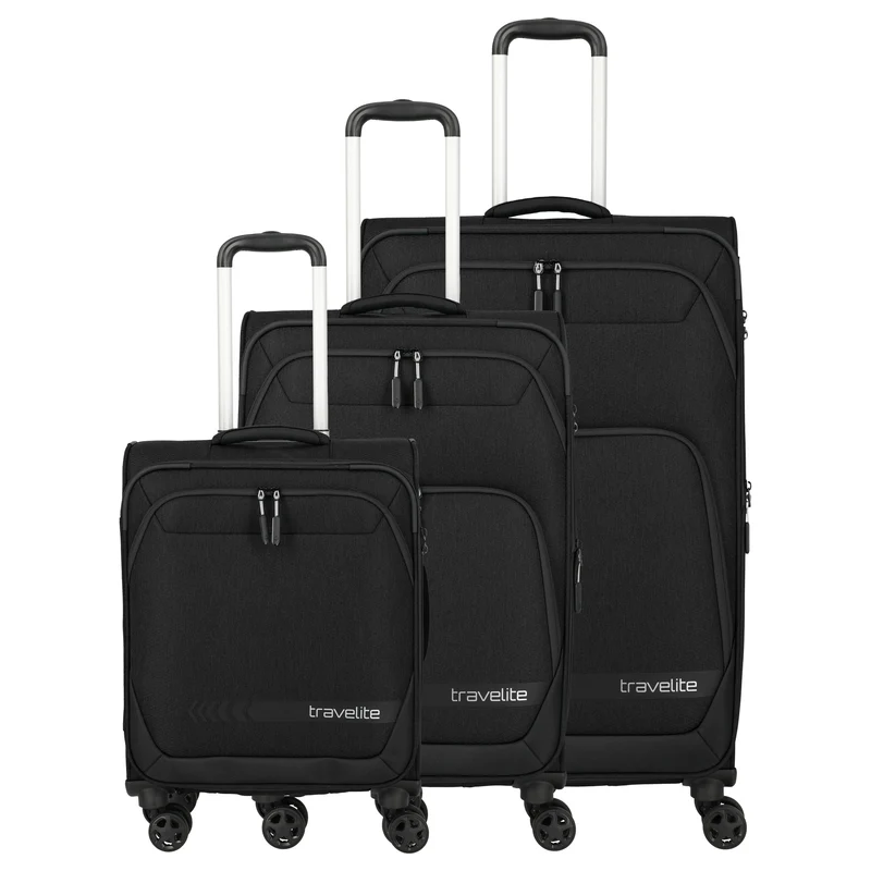 Travelite Kick Off - Trolley con 4 ruedas Set 3 piezas (black)