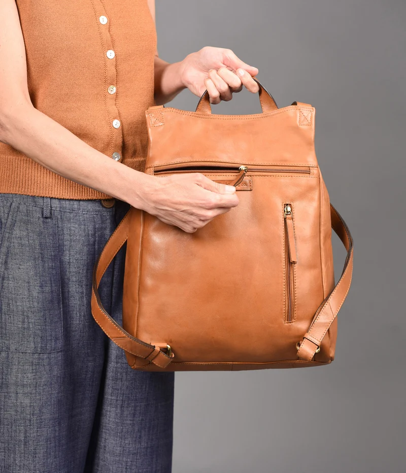 Mochila antirrobo de piel THB Plait