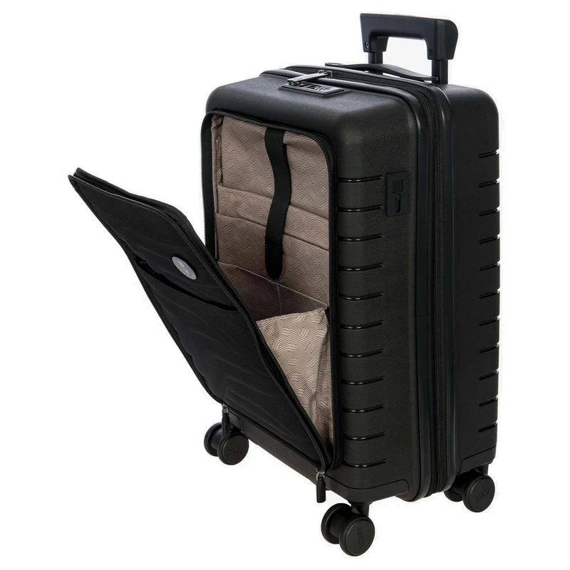 Brics BY Ulisse - Trolley de cabina con 4 ruedas y bolsillo delantero 55 cm expandible USB (black, 55 cm (Vortasche))