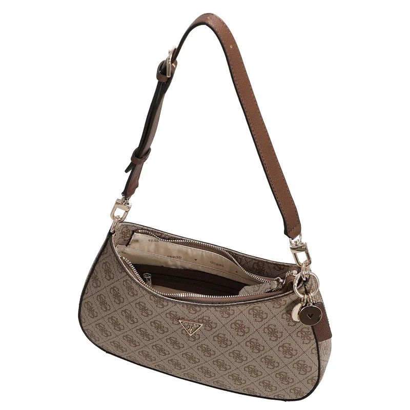 Guess Noelle II Top Zip - Bolso de hombro 28 cm (latte logo/brown)