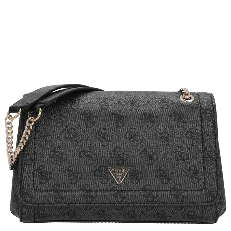 Guess Noelle II Convertible Xbody Flap - Bolso bandolera 24 cm (coal logo)