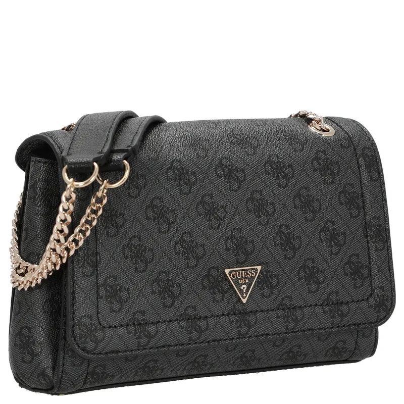 Guess Noelle II Convertible Xbody Flap - Bolso bandolera 24 cm (coal logo)