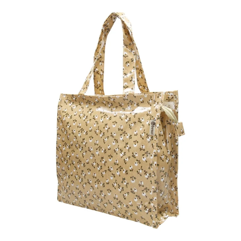 Bolsa Multiusos Benzi Plastificada Beige Flores