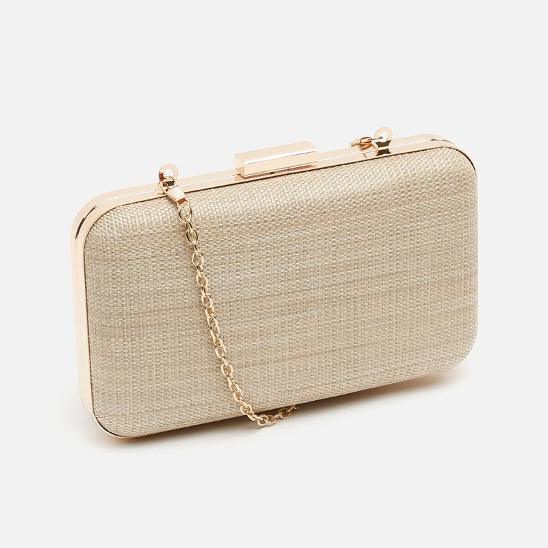Gra bolso de fiesta efecto rafia con correa