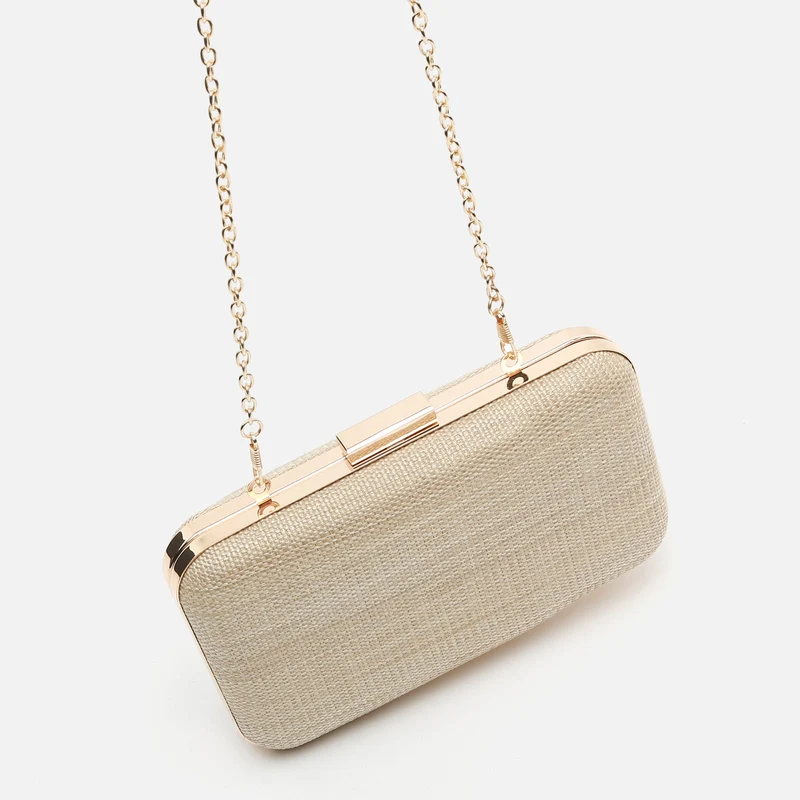 Gra bolso de fiesta efecto rafia con correa