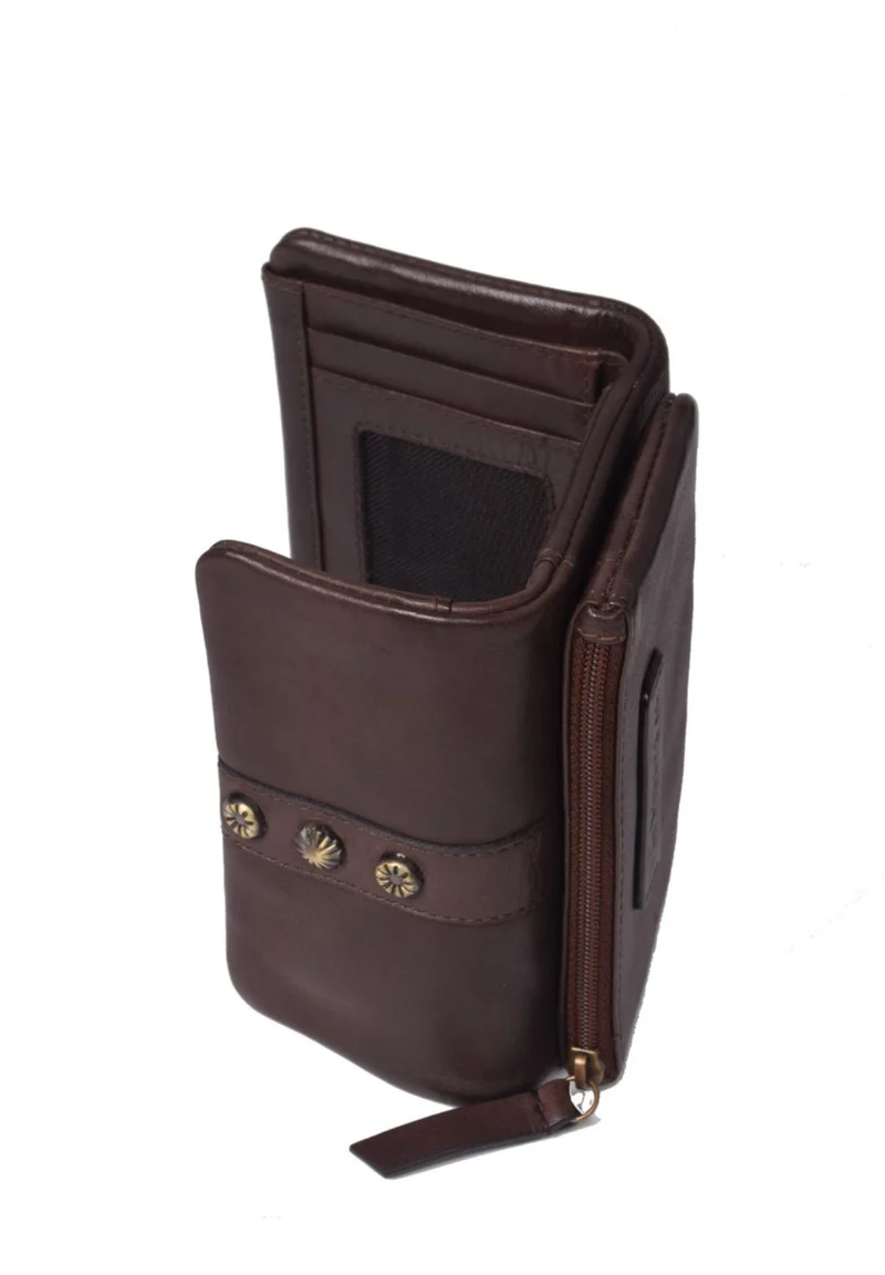 Billetera doble pequeña de piel THB Shell