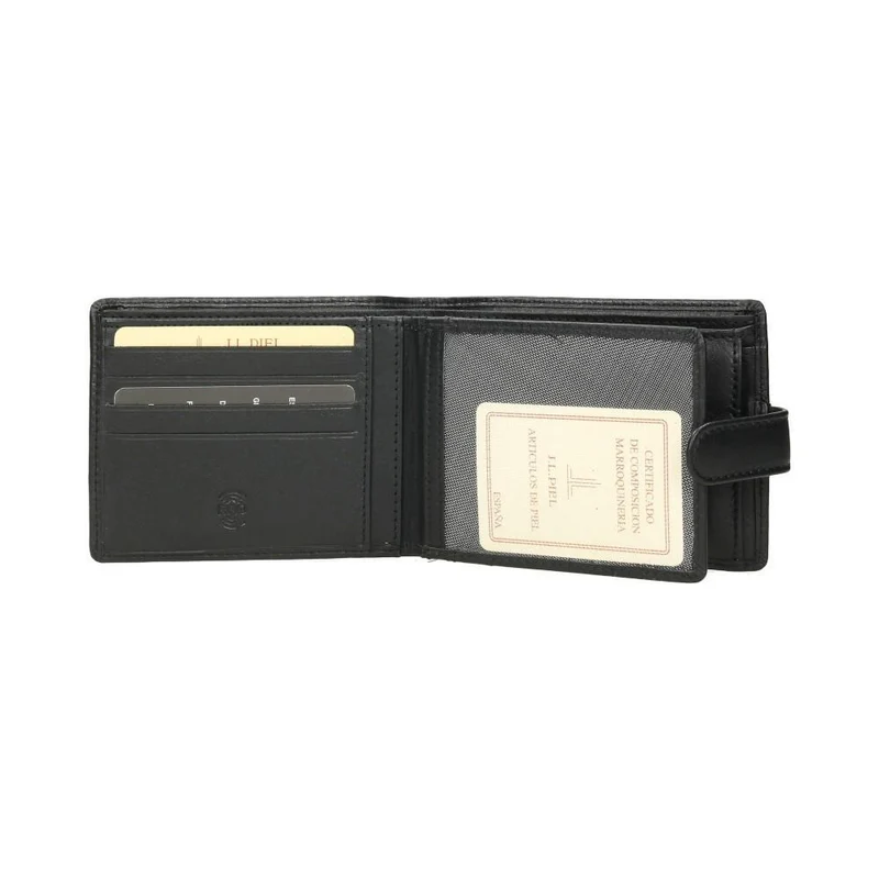 Cartera Grande de Piel J.L Piel Classic RFID Negra