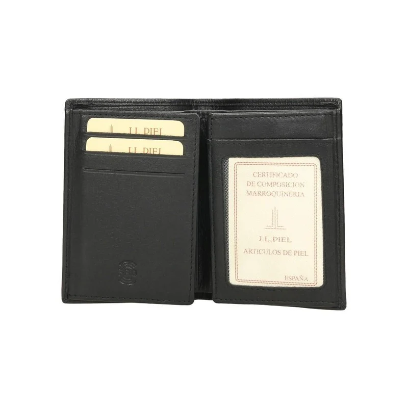Cartera Vertical de Piel J.L Piel Classic RFID Negra