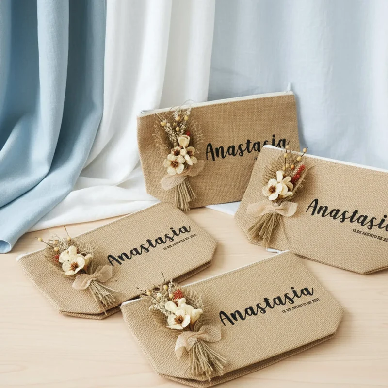 Regalo personalizado mujer con nombre y flores artesanales