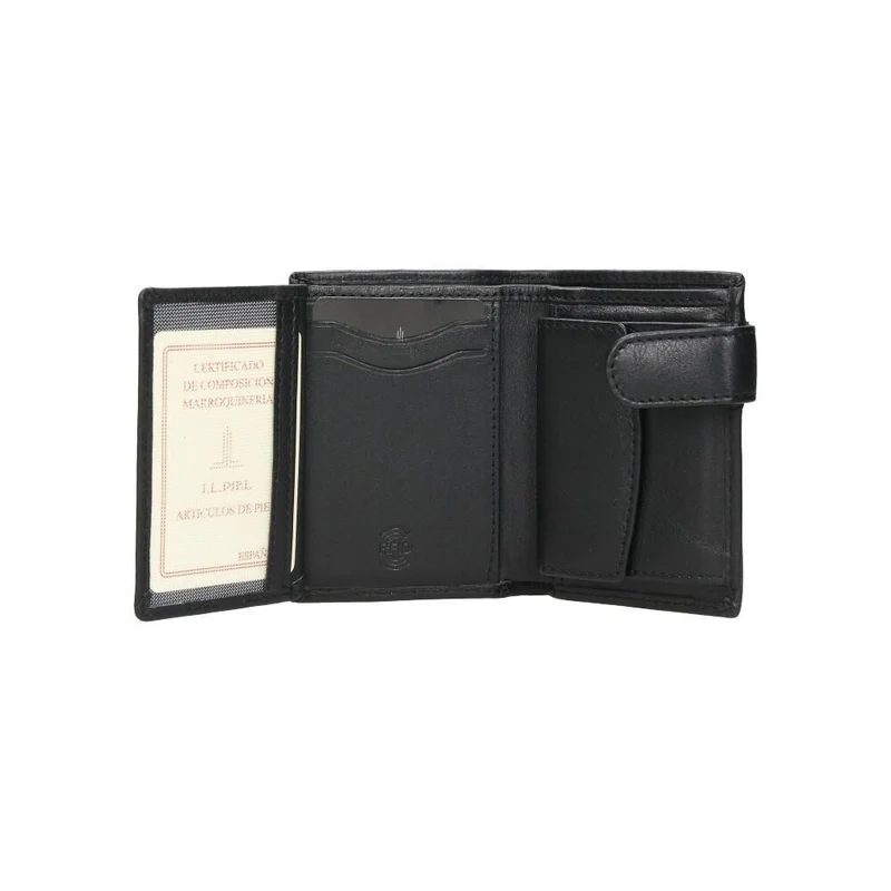 Cartera Hombre J.L Piel Negra Vertical RFID con Monedero
