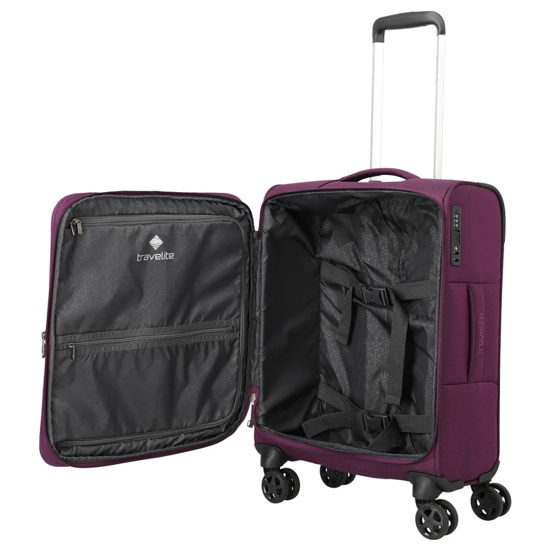 Travelite Cubis - Trolley de cabina de 4 ruedas 55 cm expandible (berry)