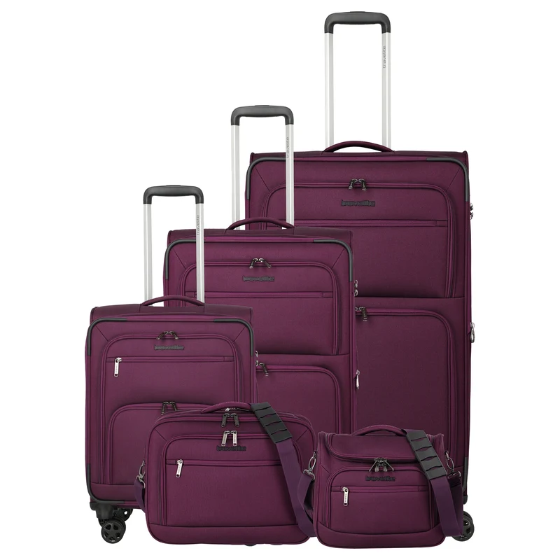 Travelite Cubis - Set de trolley con 4 ruedas 5 piezas (berry)