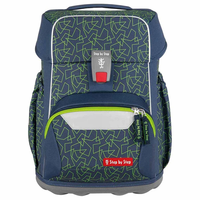 Step by Step Basis - Set de mochila escolar 4 piezas (Green Geometric)