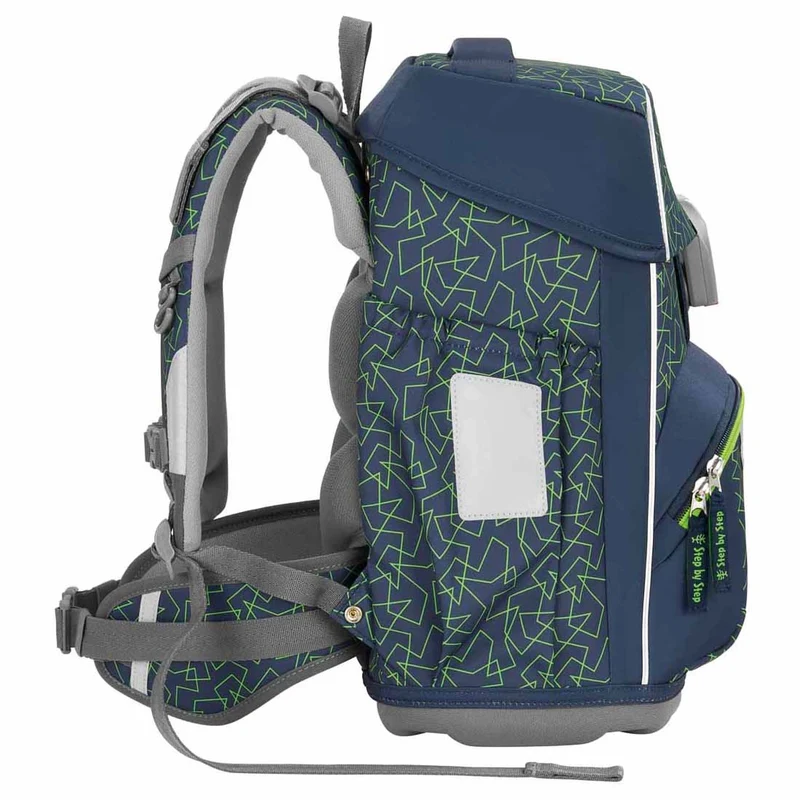 Step by Step Basis - Set de mochila escolar 4 piezas (Green Geometric)