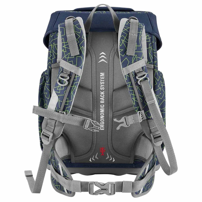 Step by Step Basis - Set de mochila escolar 4 piezas (Green Geometric)