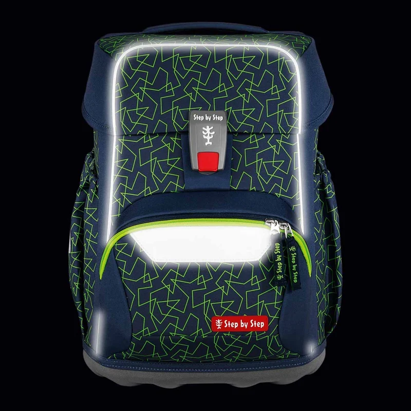 Step by Step Basis - Set de mochila escolar 4 piezas (Green Geometric)