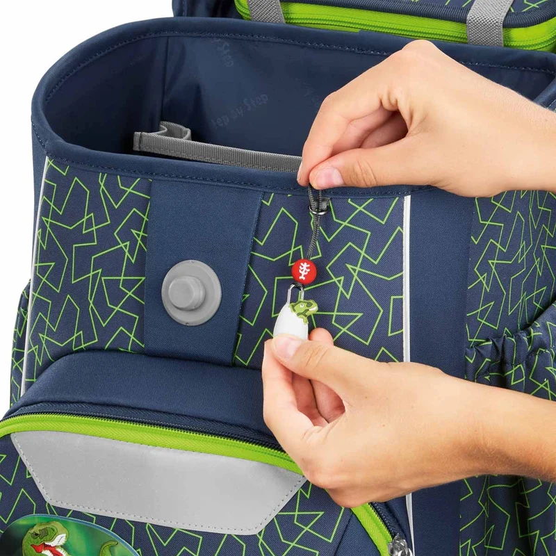 Step by Step Basis - Set de mochila escolar 4 piezas (Green Geometric)