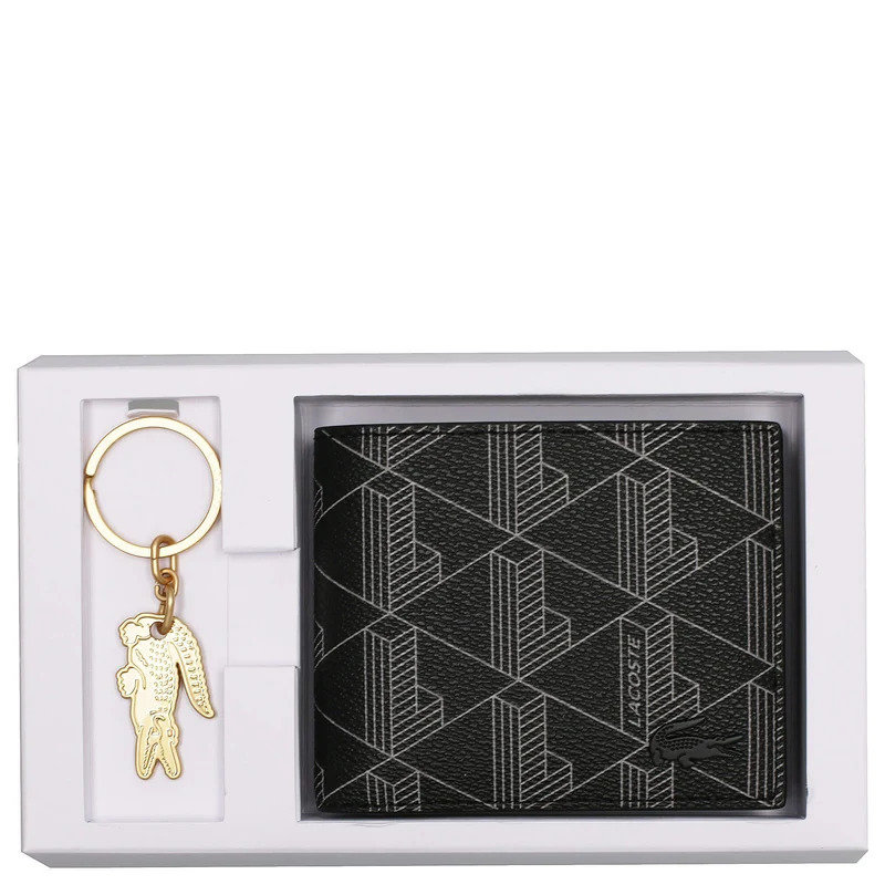 Lacoste The Blend Geschenkset - Cartera 3cc y llavero (monogram noir gris)