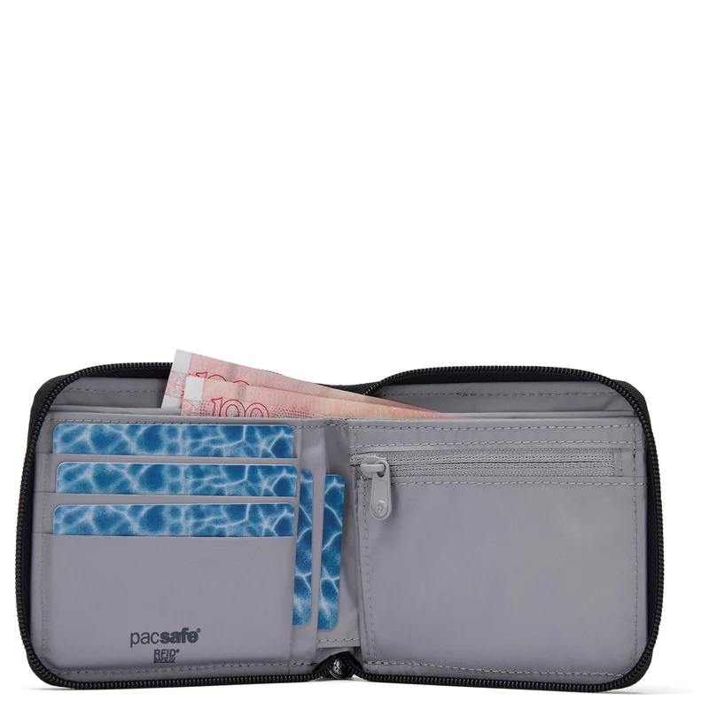 pacsafe RFIDsafe Zip Around Wallet - Cartera 6cc 11 cm (jet black)