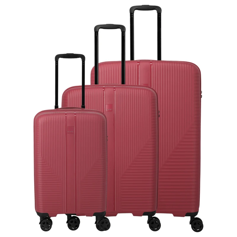 Travelite Air Stripe - Set de trolley con 4 ruedas 3 piezas ampliable L/M/S (Slim) (red)