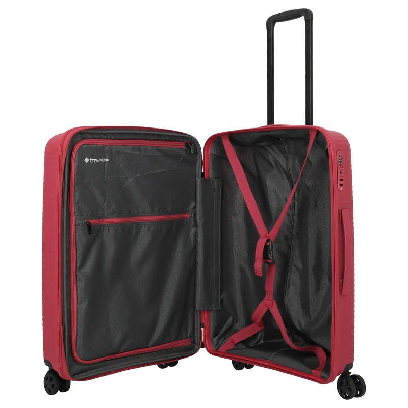 Travelite Air Stripe - Set de trolley con 4 ruedas 3 piezas ampliable L/M/S (Slim) (red)